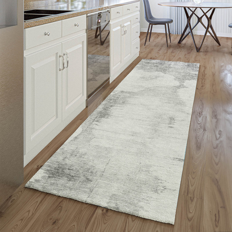 Premium Machine Washable Prisco Silver Rug, Runner 2'3" x 7'6"