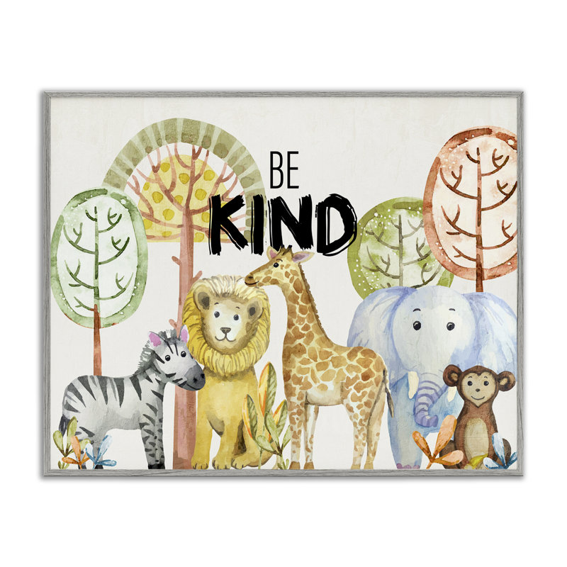 «Be Kind Jungle Animals», estampe numérique, conception de Kim Allen, Estampe numérique Farmhouse, H 24 po x l 30 po