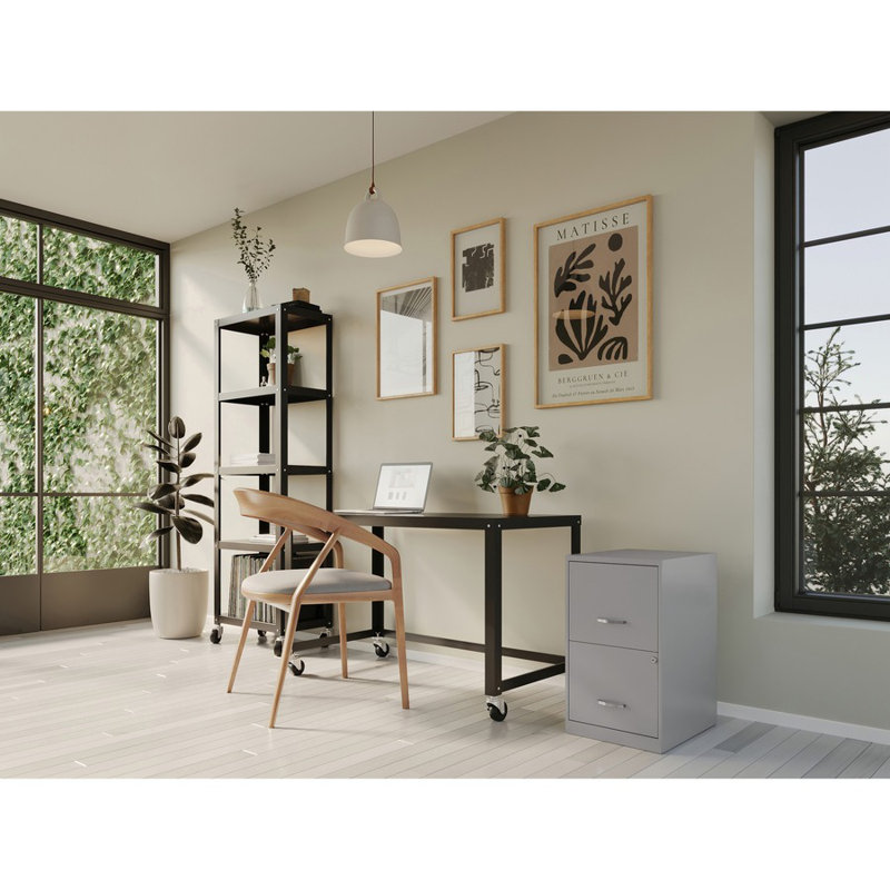 Silver 18" Vertical 2-Drawer Lockable File Cabinet