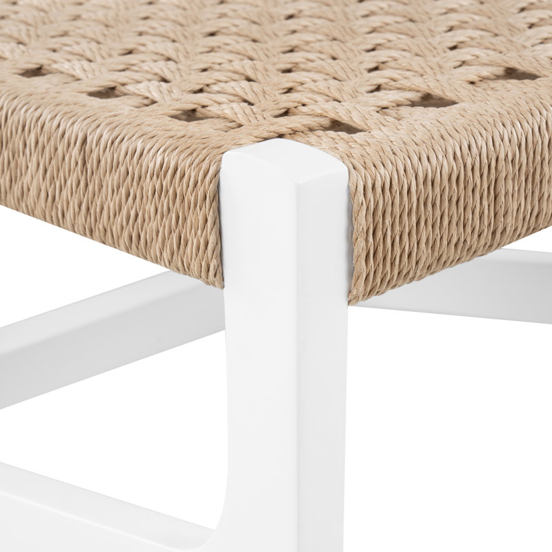 Eva Stool with Solid Wood Frame, Eggshell White
