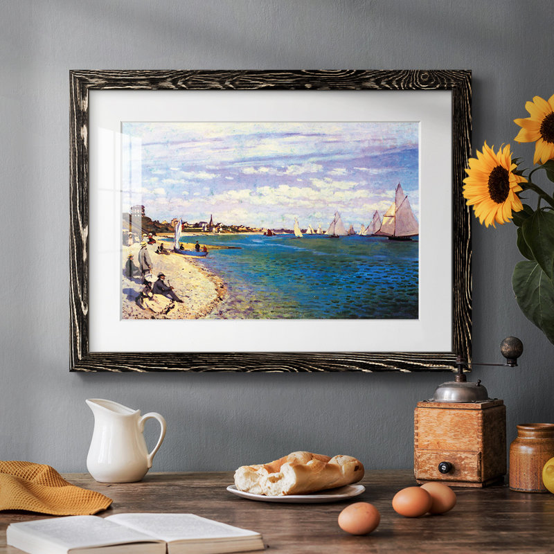 La plage à Sainte Adresse par Monet, Noir, H 22 po x l 32 po