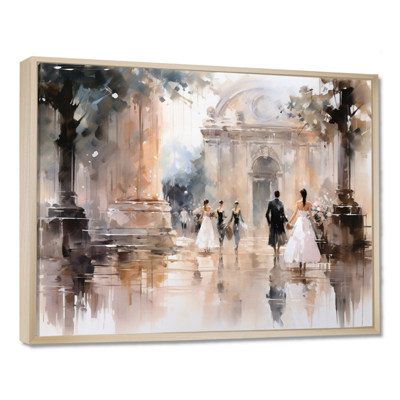 Impression sur toile Fashion Impressionist Elegance II, H 16 po x l 32 po x P 1 po, Cadre flottant érable