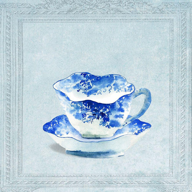 Art sur toile tendue par Red Barrel Studio® Dolzhenko, Anna, titré: Tasse à thé à motif rétro, H 15 po x l 15 po