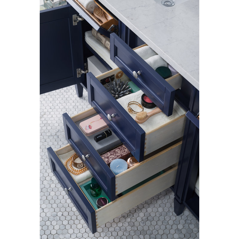 Brittany 60'' W Double Vanity, Eternal Jasmine Pearl, Victory Blue