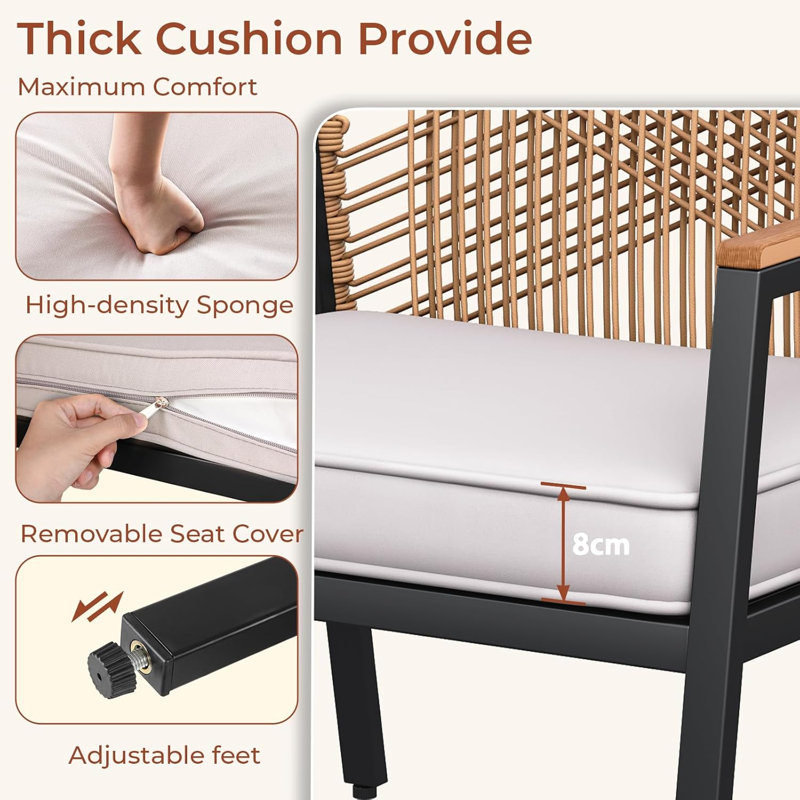 Outdoor Lounge Chair, Beige, Natural