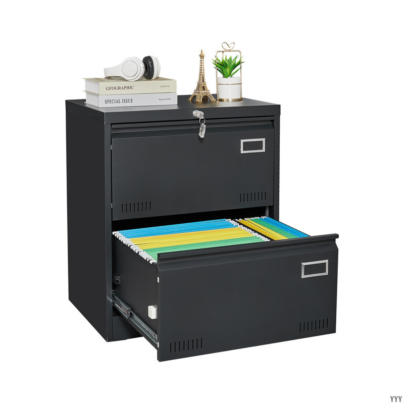 2 Drawer Metal Lateral File Cabinet With Lock,Office Vertical Files Cabinet For Home Office/Legal/Letter/A4,Locking Metal File Cabinet,Assembly Required