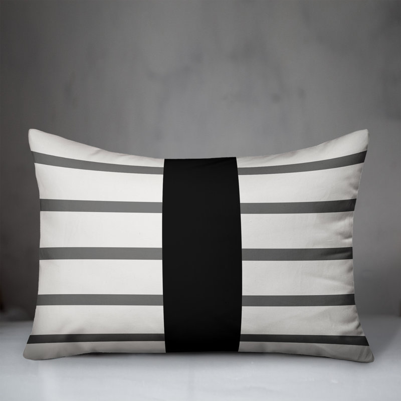 Mirrored Stripes 17 Outdoor Throw Pillow, Grey