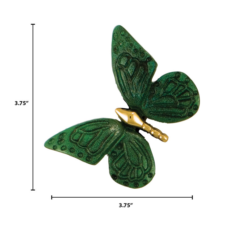 Monarch Butterfly Push Button Doorbell, Brass/Green Patina
