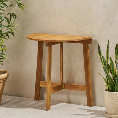 Table de bistro semi-ronde pliable en bois naturel de style chic