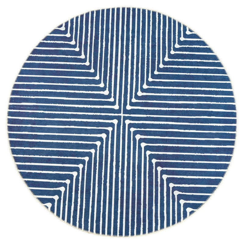 GLN Rugs Contemporary Collection - Machine Washable Modern Area Rug, Contemporary Washable Rug, Non Slip Area Rug, Abstract Living Room Rug, Bedroom Rug, Bathroom Rug (Blue Rug)