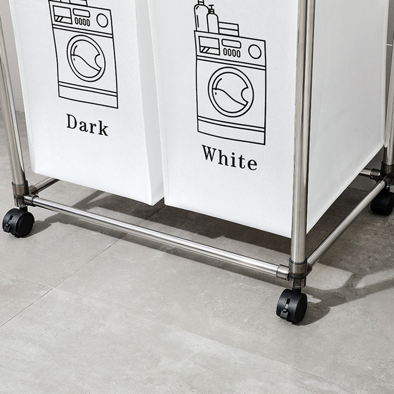 Laundry Sorter 2 Tier With 4 Removable Bags, Four Wheels, Easy Installation, Waterproof And Dependable Long-Lasting