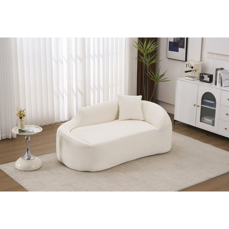 Chaise longue moderne en chenille courbée moderne avec siège profond, canapé-lit convertible, idéale pour le salon et les appartements.