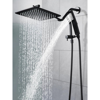 12 Inches Rain Shower Head, 3-Way Diverter With Pause Setting, 11 Inches Adjustable Extension Arm