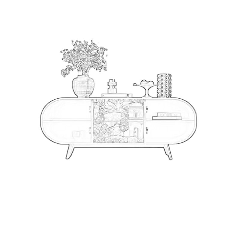 Buffet en noyer avec beaucoup de rangement, Blanc