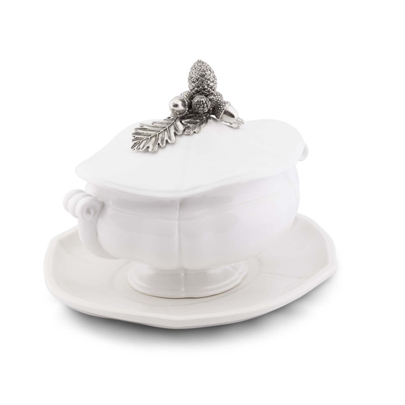 Majestic Forest Pewter and Stoneware Tureen