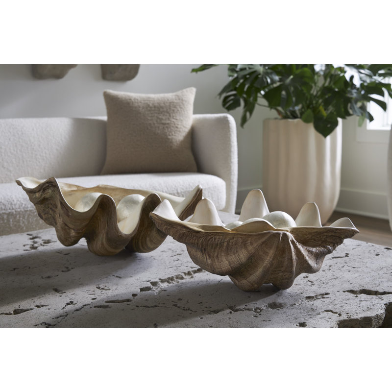 Unreal Cast Clam Shell Bowl, 7" H x 16" W x 11" D
