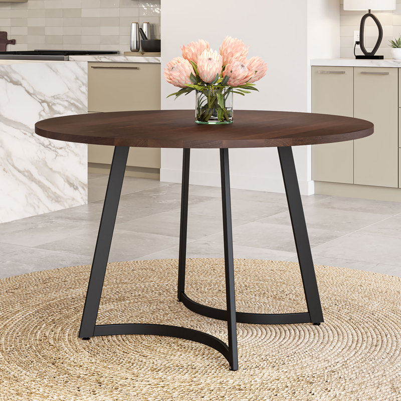 Zerrin Round 48'' Solid Wood Dining Table, Brown