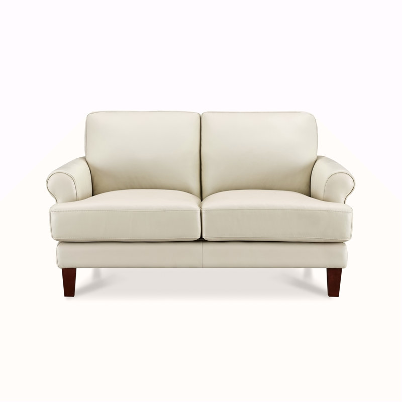 Causeuse en cuir Dawn, Blanc cassé