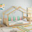 Lit simple à étage, cadre de lit simple en bois avec tête et pied de lit-1054837693
