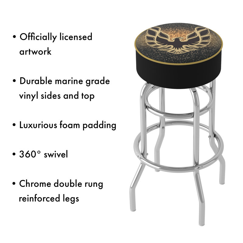 Pontiac Firebird Black Swivel Metal Bar Stool