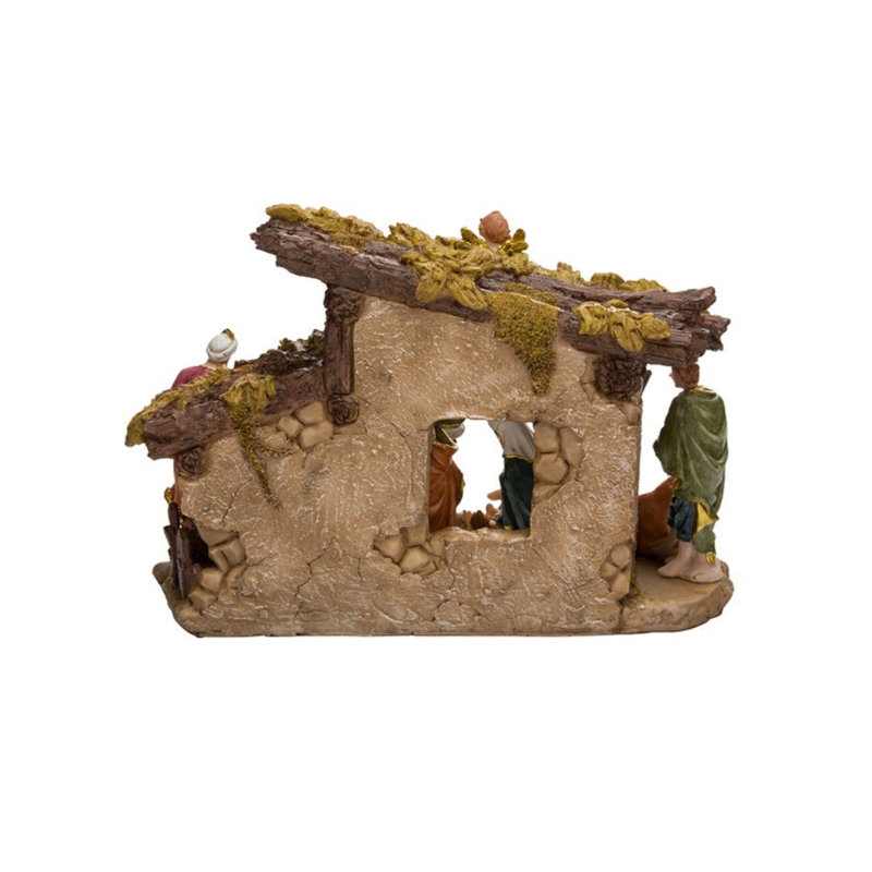 Kurt Adler 11-Piece Resin Nativity Set with Stable