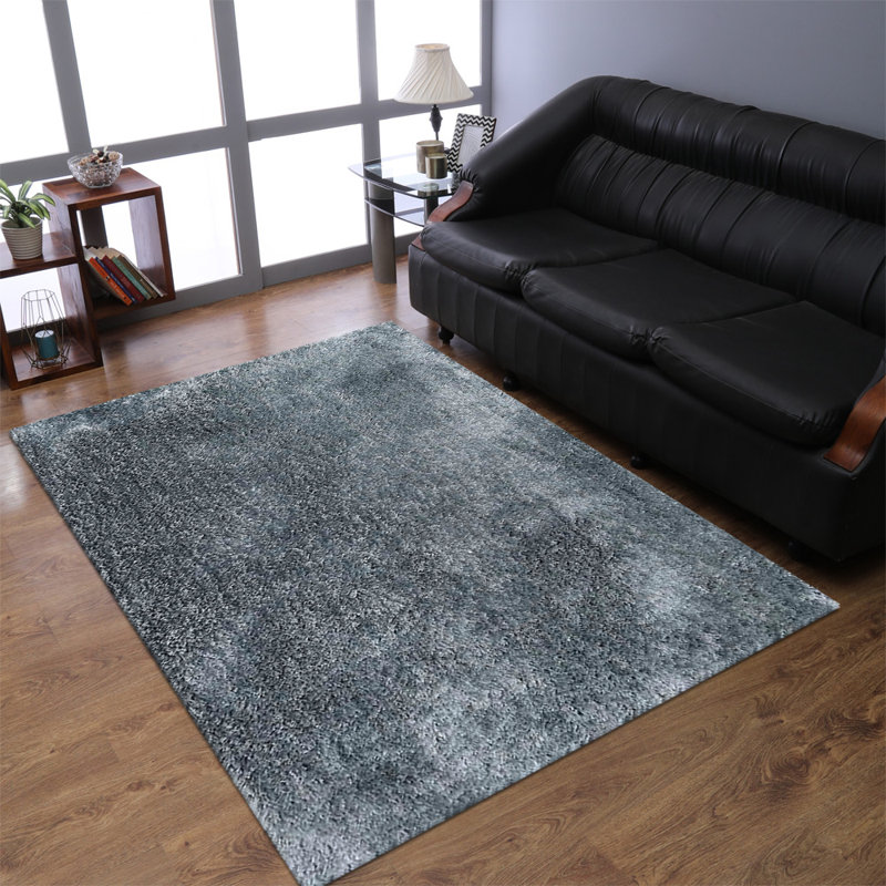 Hand Tufted Shag Polyester Eco-Friendly Area Rugs - Rectangle, Charcoal Color, Plain Solid Design, High Pile Thick Handmade Anti Skid Area Rugs for Living Room, Bed Room