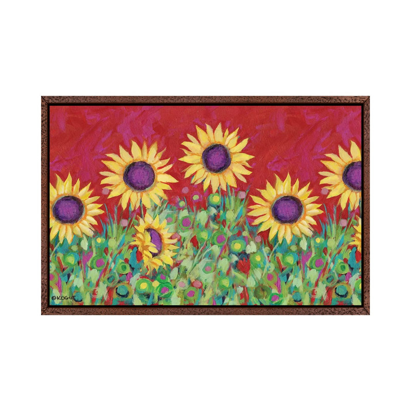 Floral XXIV by Teresa Kogut - Painting on Canvas, 45.72cm H x 66.04cm W x 3.81cm D, Classic Brown Wood Framed