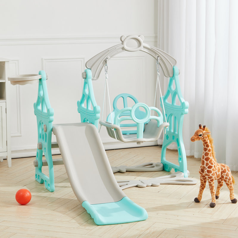 Northrup Zoomie Kids Plastic Swing Set with 1 Swing(s) , 1 Slide(s), Green/Grey