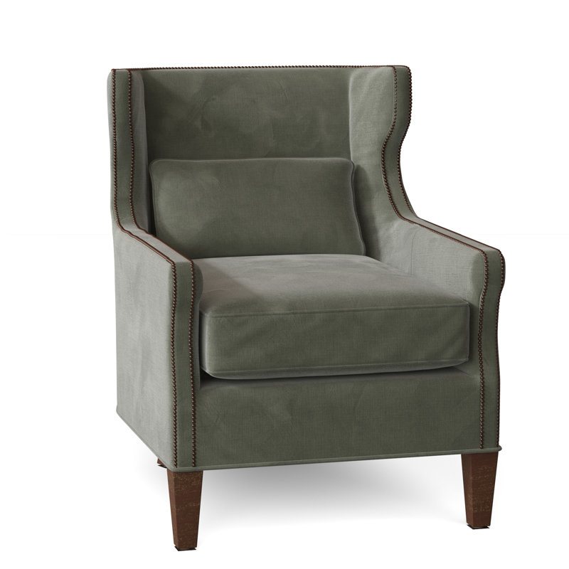 Percy Upholstered Wingback Chair, 9953 Willow Polyester, Walnut