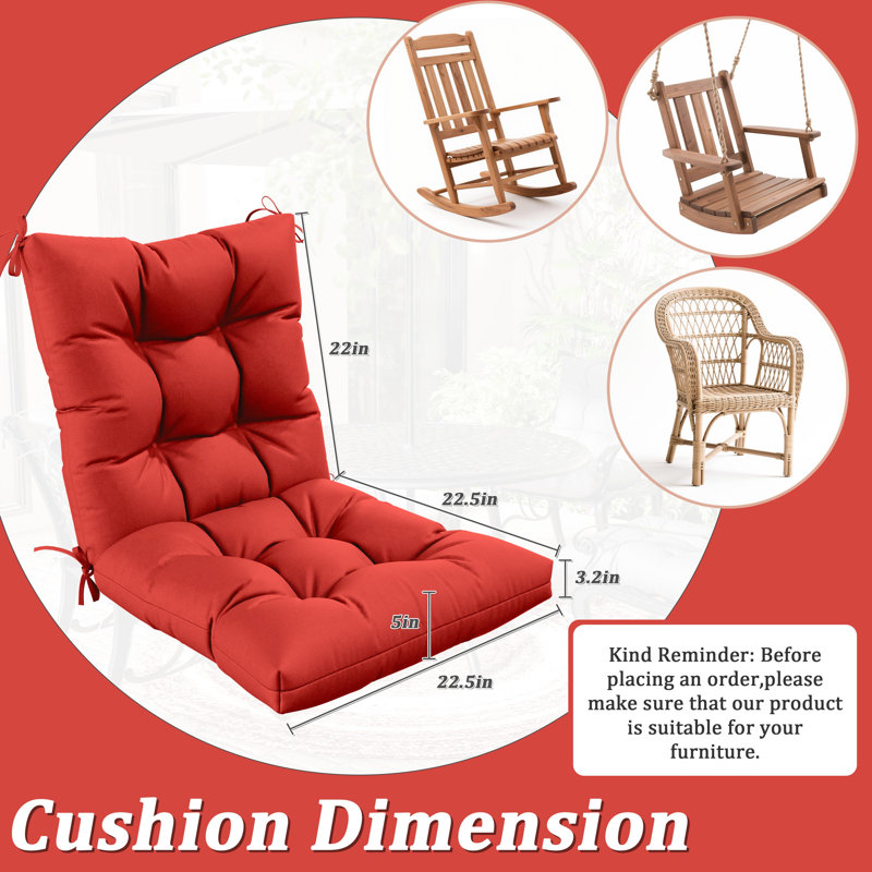 Wynee 5” Outdoor Cushions And Patio Chair Cushions, 2, Red