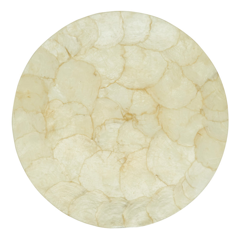 Black and White Geometric Capiz Shell Round Placemats, Set of 4