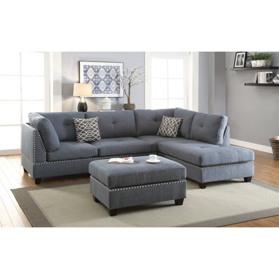 3 pièces Canapé modulaire gris et gris