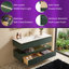 Meuble-lavabo suspendu de 122 cm (L) x 53 cm (P) avec comptoir en pierre, éclairage DEL intégré, design cannelé à deux niveaux, tiroirs à fermeture amortie, vert