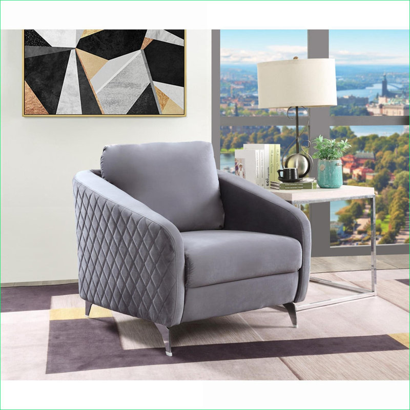 Fauteuil Paislea, Velours gris