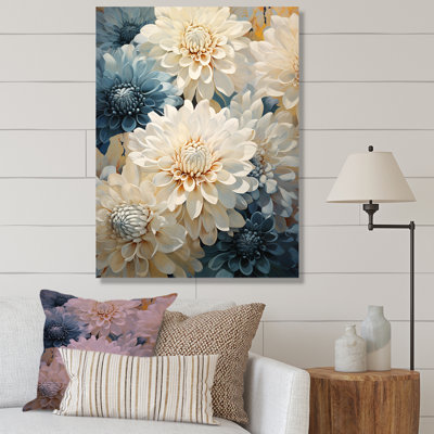 «Mums White and Blue Elegance I», reproduction sur toile