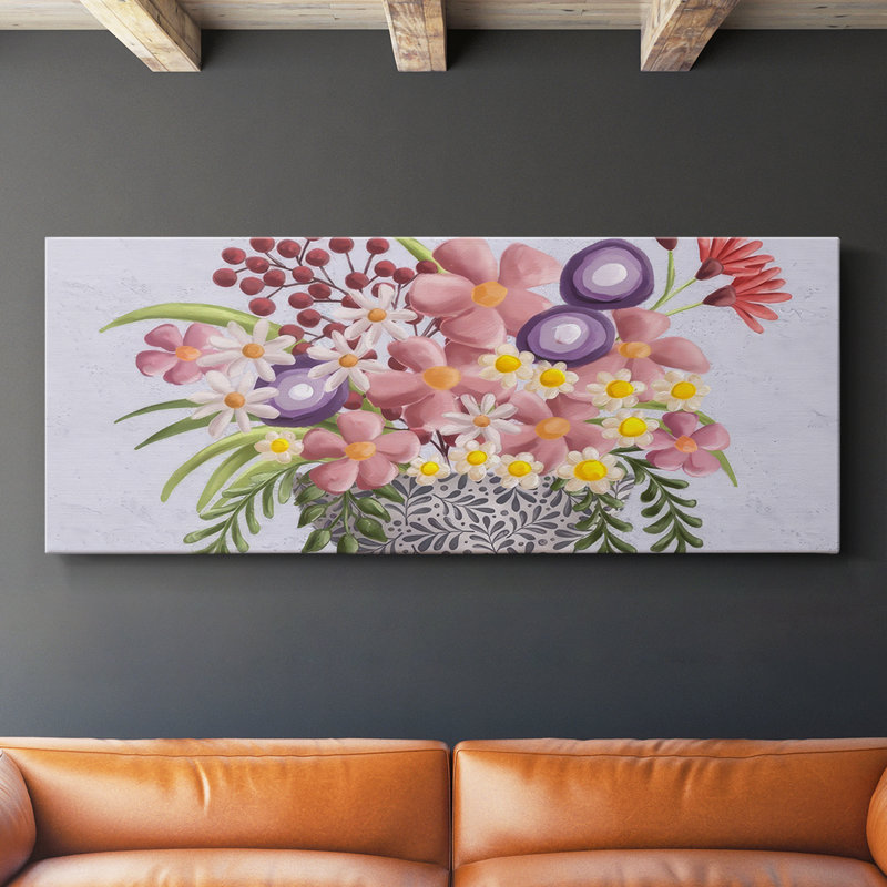 Snappy Bouquet II - Toile tendue avec châssis - Prêt à accrocher, H 12 po x l 30 po
