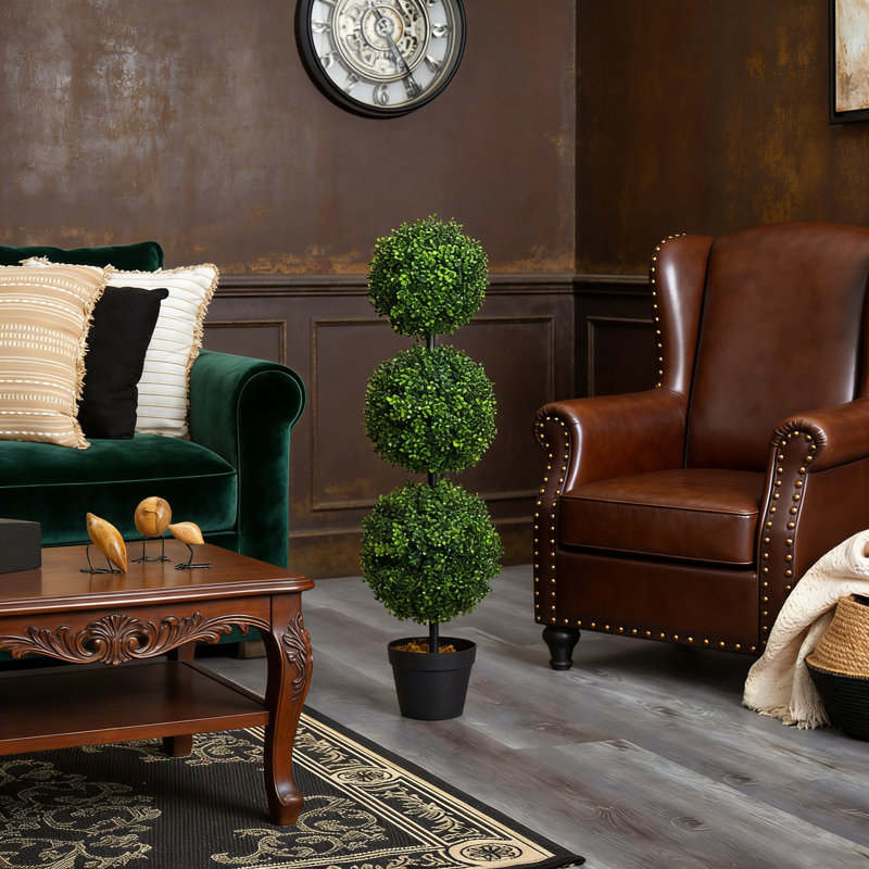 36In Artificial Triple Ball Boxwood Topiary Tree