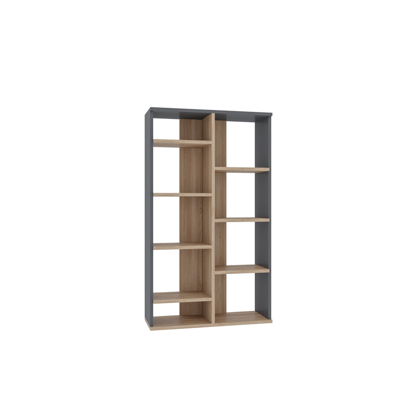 Amaura 123cm H x 72cm W Particle Board Bookcase, Oak/Anthracite