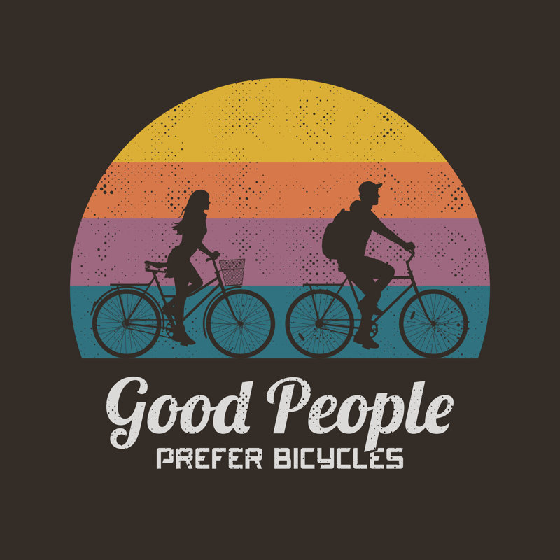 Couple on Bikes 1 Piece Wrapped Canvas Wall Art, 51cm H x 51cm W