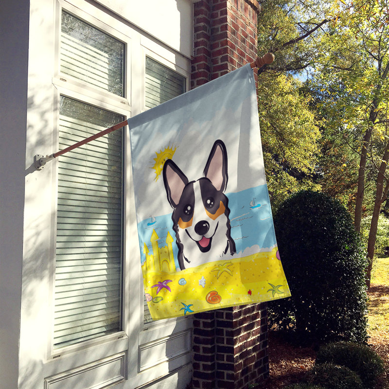 Drapeau de maison 40 po x 28 po Batchelder, Corgi noir