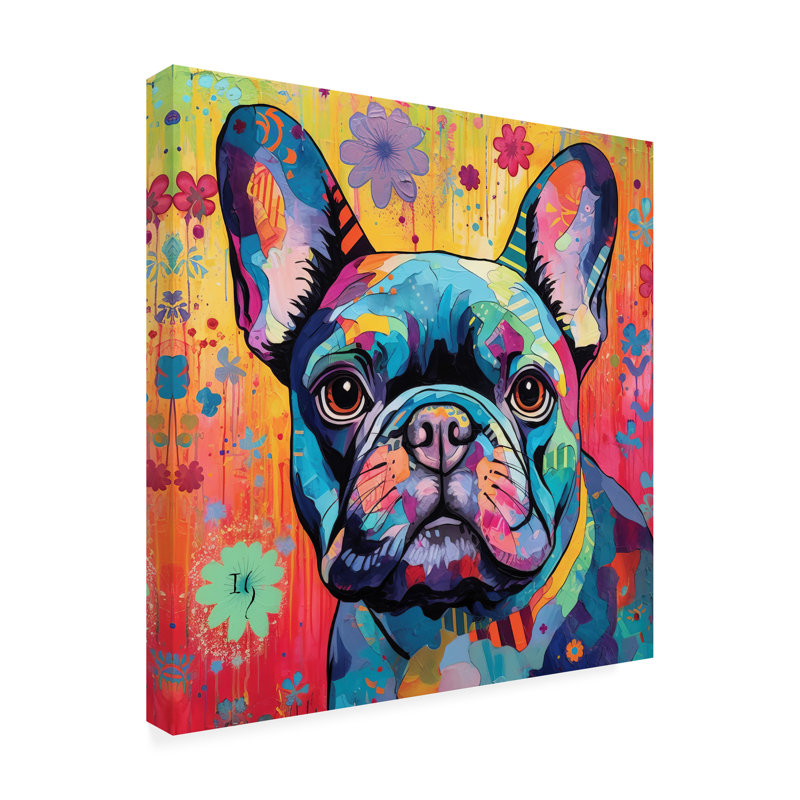Animals Floral Brushstrokes On Canvas Print, 14" H x 14" W x 2" D