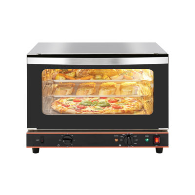Commercial Countertop Convection Oven, 4-Tier Toaster & Air Fryer Function with Front Glass Door, 1750W, Includes Trays & Racks, 1.5 cu ft Half-Size 4 Tray Oven CC0-48L