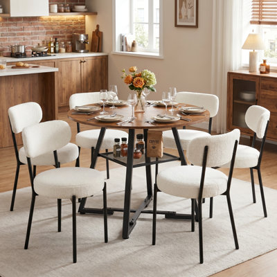 Table de salle à manger industrielle 42 "avec chaises rembourrées, ensemble de table de cuisine