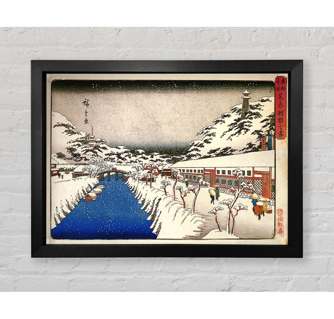 Hiroshige Ansicht eines Kanals im Schnee von Hiroshige - Einzelne Bilderrahmen Kunstdrucke