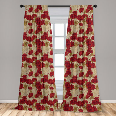 Floral Semi-Sheer Rod Pocket Curtain Panels