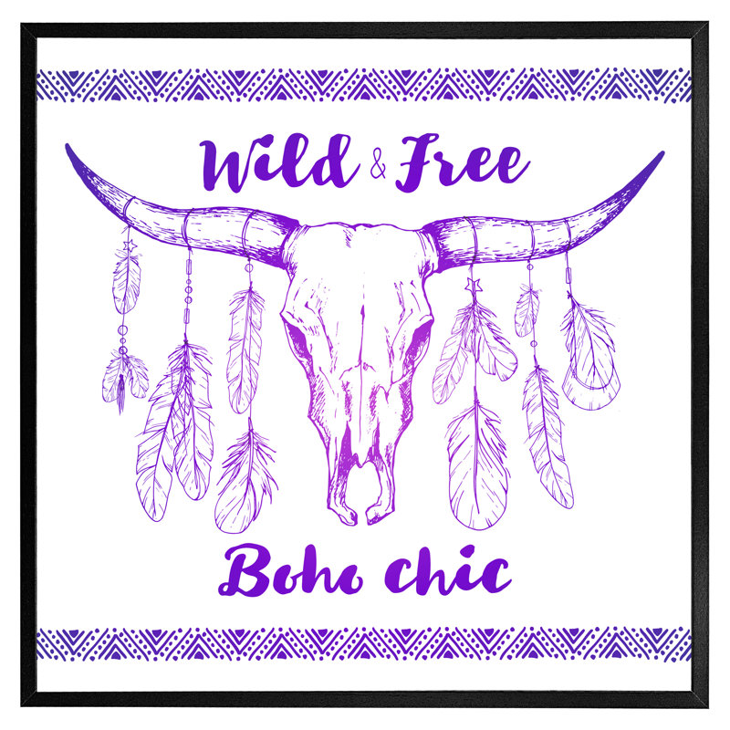 Cunha Boho Chic Native American - Single Picture Frame Print, Black, 31cm H x 31cm W x 4cm D