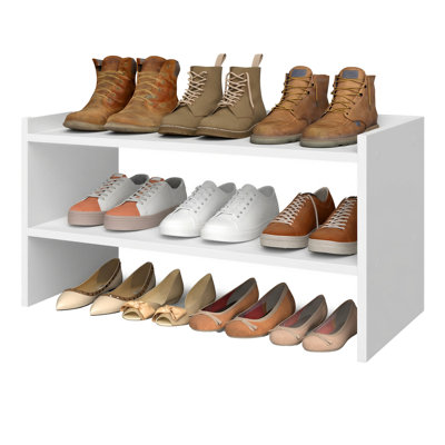 3 Tier 12 Pairs Shoe Rack Stackable Shoe Organizer Shelf