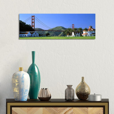 Bridge Viewed From A PArk, Golden Gate Bridge, Crissy Field - Wrapped Canvas Panoramic Print