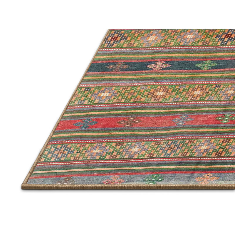 Tapis de zone brun/vert contemporain, Rectangle 4 pi x 6 pi