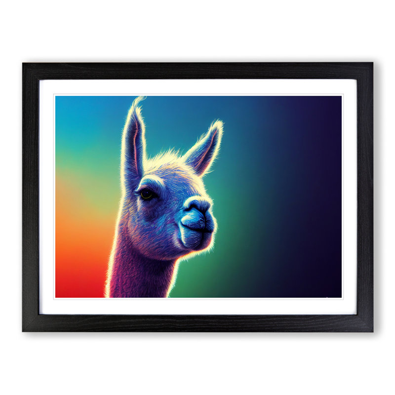 Llama In Colour Vol.1 1 Piece Single Picture Frame Wall Art, 34cm H x 46cm W, Black